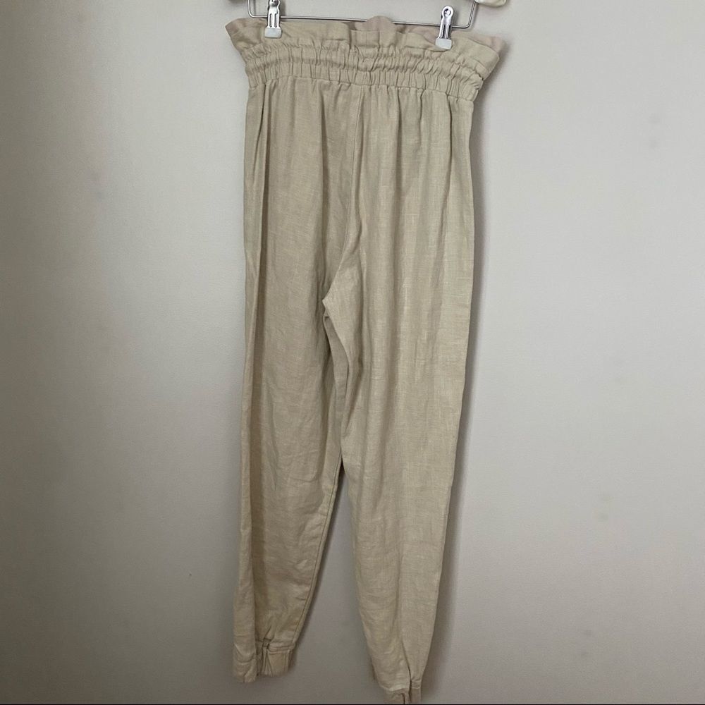 Blank NYC Pants Away From Here Cream Linen Paperbag Joggers Casual Leisure Trend - Picture 5 of 10